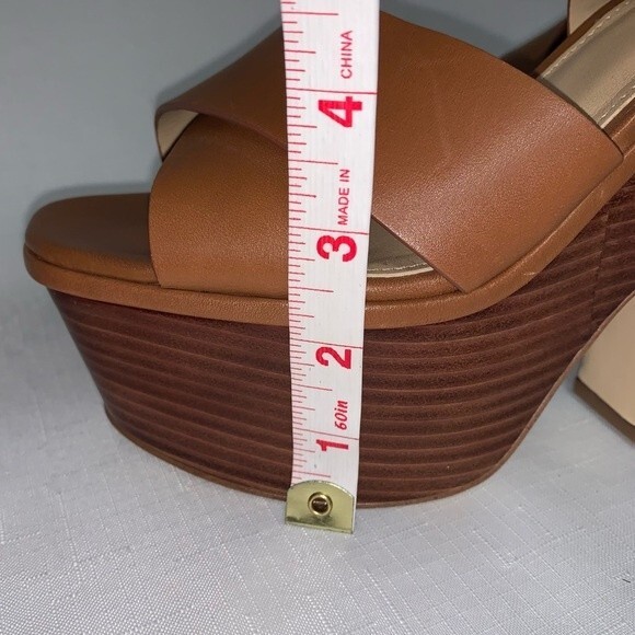 Michael Kors Platform Sandal Women's 8.5 Sia Leather Brown Boho Sexy Trendy - Picture 10 of 12
